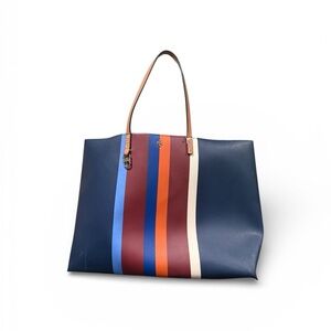 Tory Burch Multicolor Stripe Leather Tote Bag